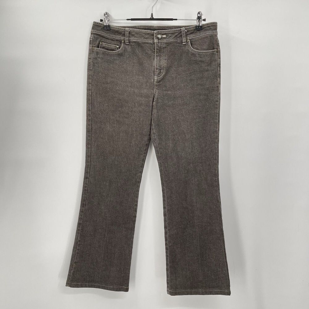Lafayette 148 8 Denim Pants Womens Brown‎ Metallic Flare Mid Rise Jeans